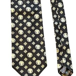 Versace Black and Gold Geometric Silk Tie‎